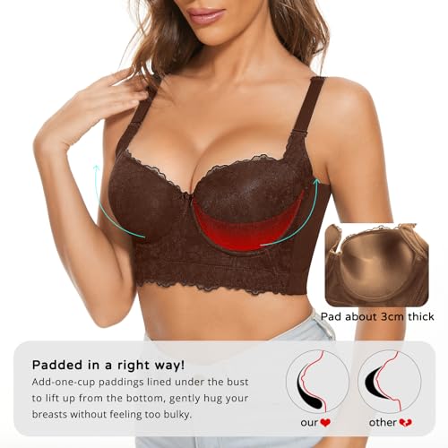 Image of FallSweet Push Up Bras for Women Corset Top Bustier Padded Underwire Bra Add One Cup
