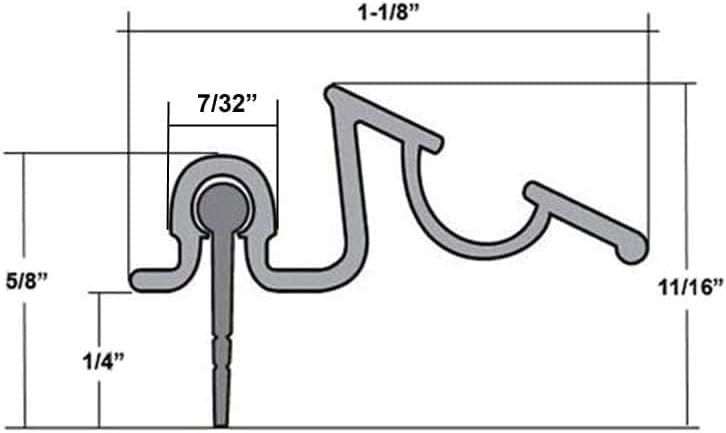 Gordon Glass® Framed Shower Door Snap-in Replacement Drip Rail with Vinyl Sweep - 36 in Long
