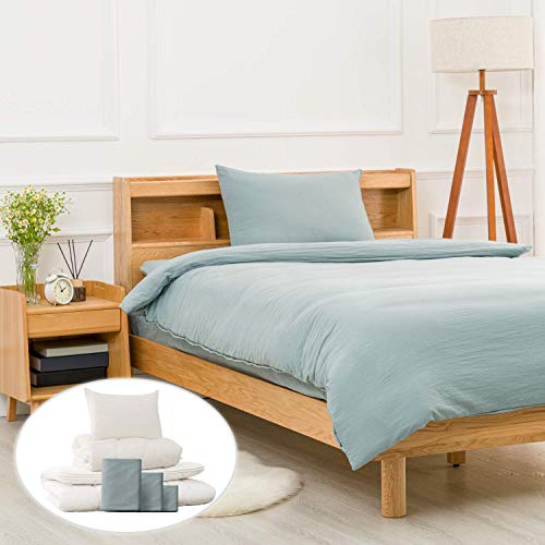 Umi.布団6点セット シングル 中綿1.4kg 消臭中綿抗菌 消臭 ふとんセット ◐新生活応援◐ 洗える 人間工学掛け布団 固綿入り三層構造敷き布団 枕 カバー各種 洗える