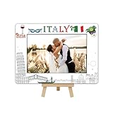 DETIHO Italy Travel Picture Frame, 4x6 Italy Themed Wooden Frame with Easel Stand for Home Decor Tabletop Display, Vacation Honeymoon Gifts for Friends Couples - B04