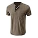 QOAAIE 3 Pack Henley Shirts for Men Short Sleeve Button Cotton T-Shirt with Pocket Fashion Casual Front Placket Tee Shirt (Khaki/Blue3/Grey2,L)