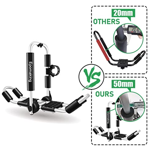 Kayak Rack,Epomaking Surf/Ski Roof Carrier Rack, Truck Kayak Carrier for 2 Kayaks - Lightweight Double Kayak Holder - J-Style Folding Racks - Universal Canoe, SUP, Ski
