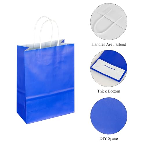 Image of BLEWINDZ 32Pcs Small Paper Gift Bags with Tissues, Royal Blue Party Favor Bags with Handles, 8.7 inch Goodie Bag for Birthday, Shopping, Party Supplies