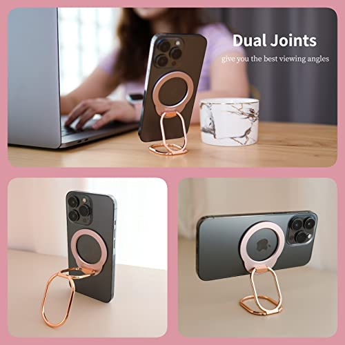 Image of MINDSKY Mag-Safe Phone Stand Phone Grip Compatible with iPhone 12 /13 /14 /15 Mini /Pro /Pro Max Accessories Removable Magnetic Finger Phone Ring Grip (Rosegold Pink)