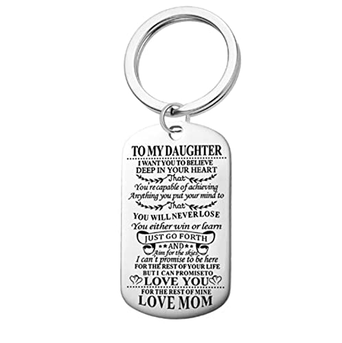 Wycian Llaveros para Mi Hija, Llavero Plata Hombre Grabado A Mi Hija Acero Inoxidable 50X28X1.8MM para Hombres Mujeres Amigo Cumpleaños Aniversario