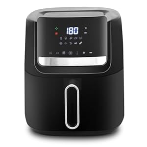 SUPERLEX Digitale heteluchtfriteuse, 6,5 liter, 1600 W, heteluchtfriteuse, airfryer XXL, friteuse, 8 programma’s, met standaard, frituren zonder olie, oven grill, instelbare temperatuur en timer