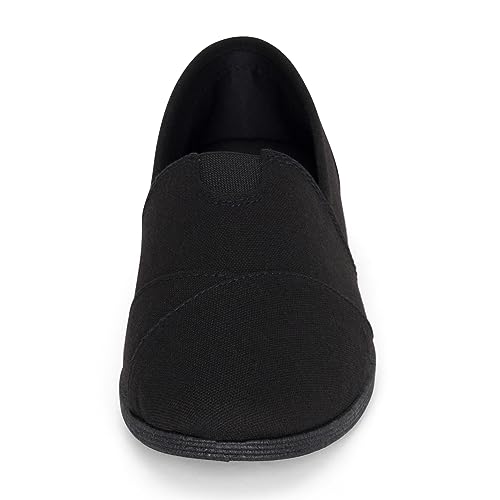 STYLISH S Comet ~ Women's Linen Seam Front Slip-On Flats Memory Foam Gel Insole (All Black Linen, 9)4