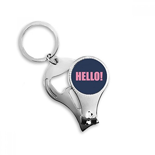 Hello Quote Black Encourage Positive Nail Nipper Ring Key Chain Bottle Opener Clipper