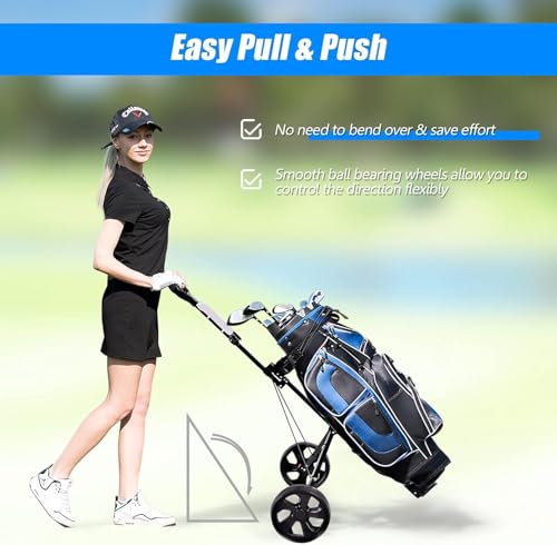 Carrinho de golfe HOMGX, carrinho de golfe dobrável de 2 rodas com placar, corda elástica ajustável