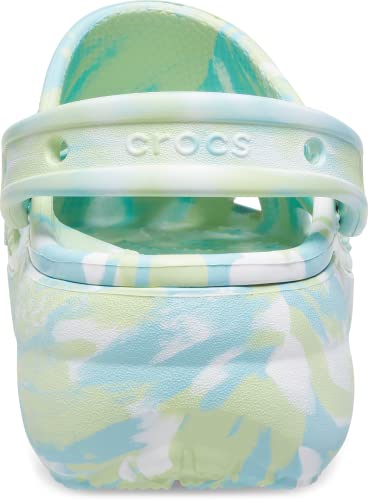 Image of Crocs Women's Classic Graphic Platform Clogs, Platform Shoes, Celery /Multi, 6 Women