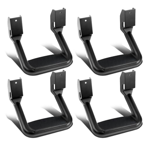 Auto Dynasty 1 Inches Universal Side Step with Mounting Brackets for Pickups & Trucks, Aluminum, Black Powder Coated, Set of 4
