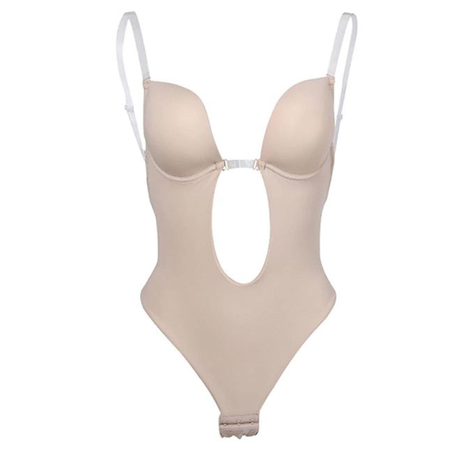 Bodysuit Shapewear Deep V-Hals Body Shaper Rückenless U Tunge Tanga Shaper Tailer Trainer Frauen klare Riemen gepolstert Push nach Oben Korsett