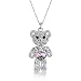 ZIOZIA Teddy Bear Necklace for Women Made with Pink Swarovski Crystal Pendant Kids Jewelry for Girls Birthday Gifts for Daughter and Granddaught