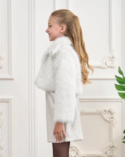 Image of BOLEROSE Girls Collared Faux Fur Bolero Jacket