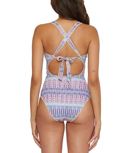 BECCA Women's Standard Tulum One Piece Swimsuit, Abstract Print, Adjustable, Tie Back, Bathing Suits2