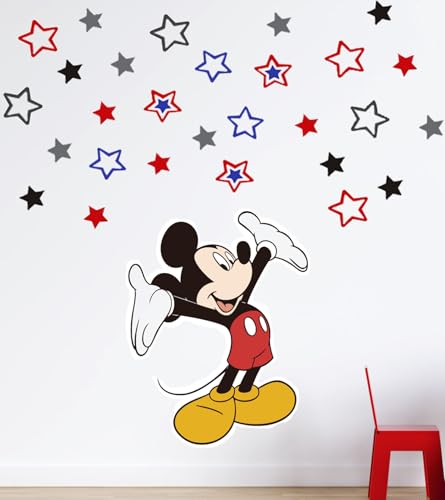 Mouse and Stars Wall Decals Kids Room Stickers Cartoon Mural Decor Home 40 x 80 cm Baby Wall Stickers, Removable Vinyl Cartoon Peel and Stick 15.7X...