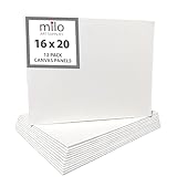 milo Canvas Panel Boards for Painting | 16x20 inches | 12 Pack of Flat Canvas Panels, Primed & Ready to Paint Art Supplies for Acrylic, Oil, Mixed Wet Media, & Pouring, Bulk Painting Party Pack