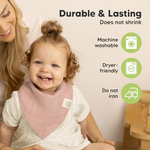 8-Pack Muslin Baby Bibs for Boys, Girls - Muslin Bandana Drool Bibs for Baby Girl & Boy, Drooling Newborn, Teething Toddler, Infant 0-36 Months, 100% Cotton Extra Absorbent & Soft (Lavender)4