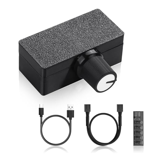 SinLoon Controlador de ventilador PWM de 8 W y 4 pines, con concentrador de ventilador de 4 pines de 1/5 y cable de alimentación tipo C y perilla de ajuste de velocidad, cable de extensión de