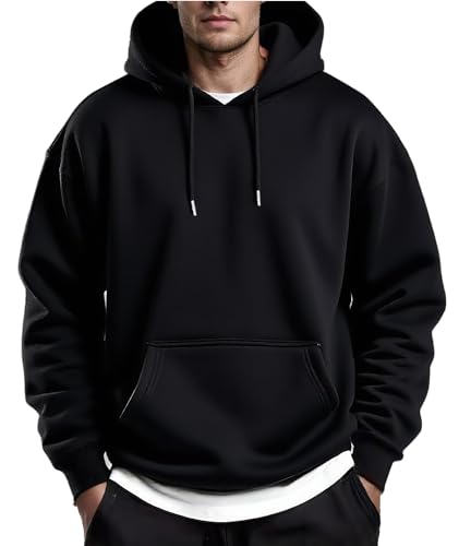 COOFANDY Men's Hoodies Pullover Fleece Lined Hoodie Casual Long Sleeve Drawstring Hooded Sweatshirts with Kanga Pocket
