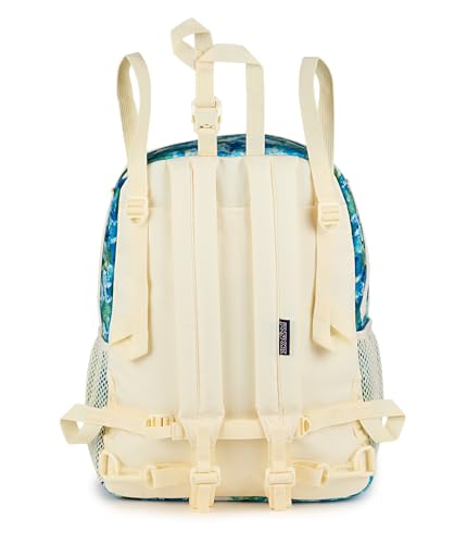 Image of JanSport Central Adaptive Backpack - Wheelchair & Walker Compatible, Tuck-Away Shoulder Straps, Adjustable Backrest Loops & Anchor Straps, Iconic Design, Mia Brown White Flowers