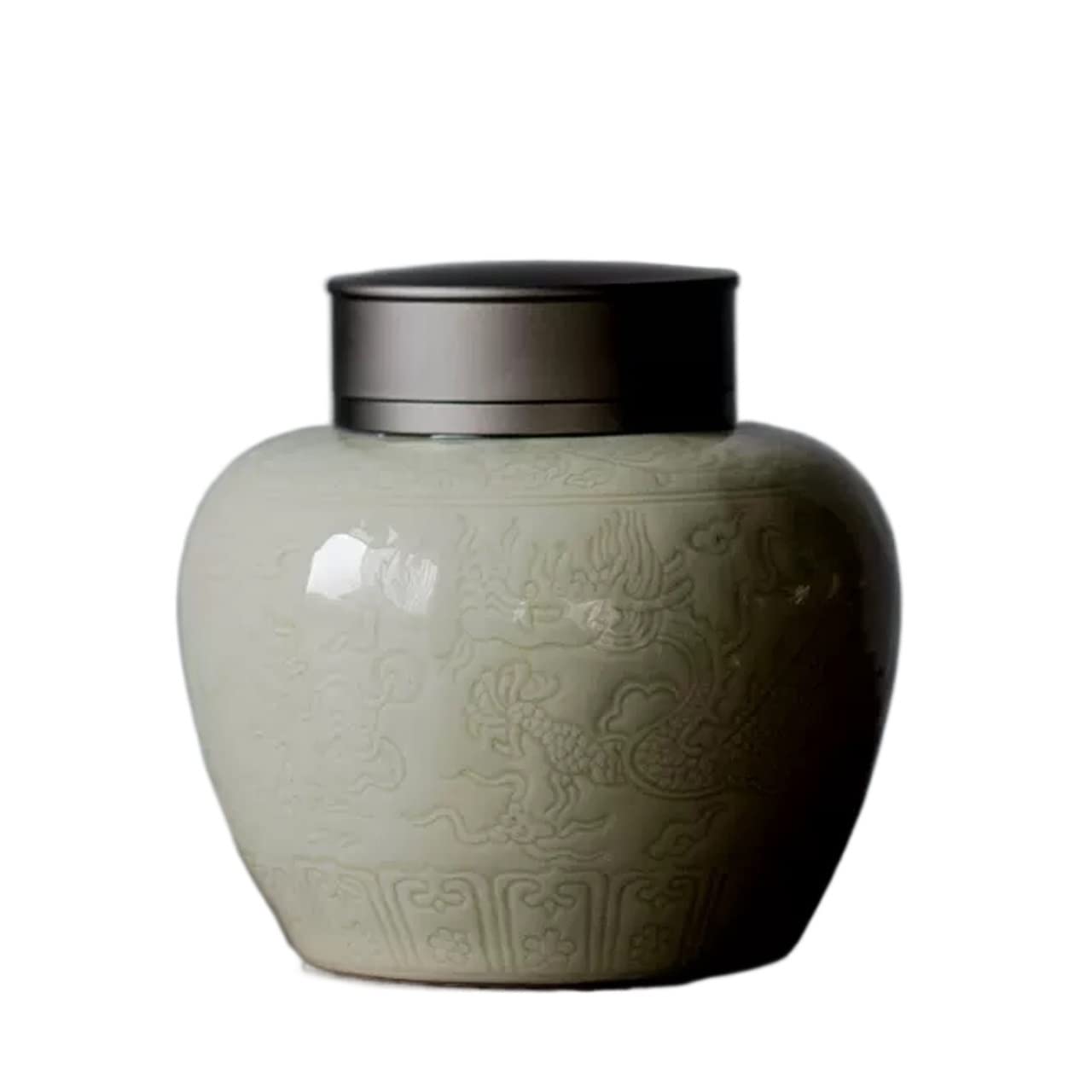 zhangrui1888 Tea Canister Chinese Retro Style Tea Tin Storage Caddy Canister Container Tins Jar with Airtight Double Lids Porcelain Jars, 500ML Tea Storage