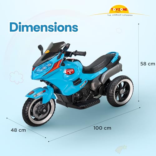 Image of Toyzone Impex Pvt Ltd Roach Ev Mbike Blue | Rechargeable Bike 6V | Powered by 6.5 Ah Battery | Music Player with Bluetoooth & USB | 6 Month Battery Warranty | Make in India | for Kids 2+ Years