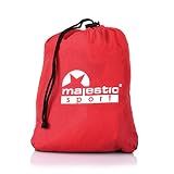 MAJESTIC SPORT Hamak Turystyczny z Moskitierą Lekki Przenośny na Wycieczki w Góry do Lasu Łatwy Montaż Kemping Plaża Ogródek Nylon 210T 260x140 cm Czarno-Czerwony