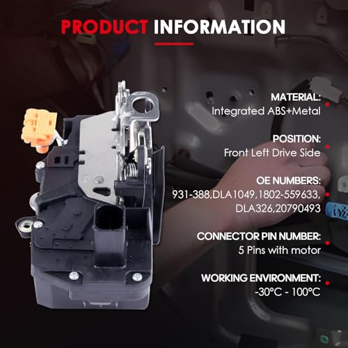 Image of CCIYU Front Left Drive Side Door Latch Lock Actuator Compatible for Buick Lucerne 2006 07 08 09 2010 Door Lock Actuators Replaces 931-388 DLA1049