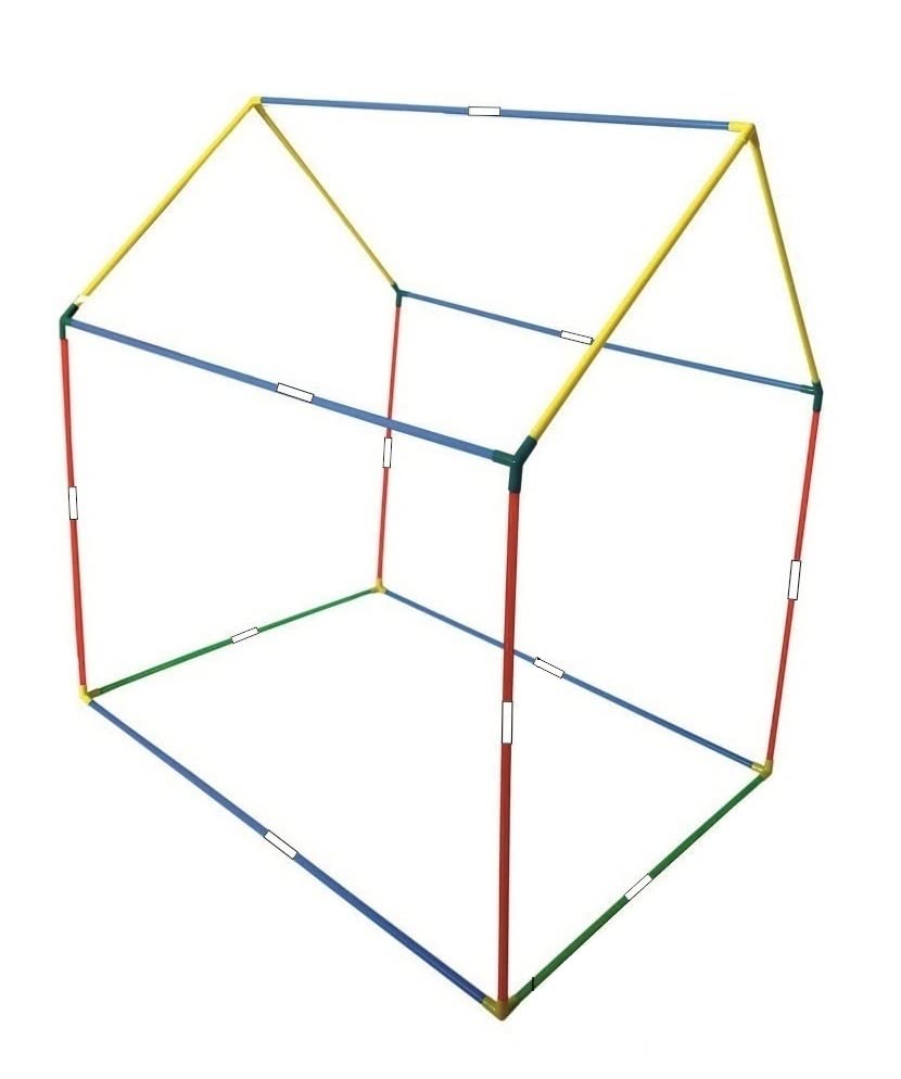 PSYCHE Hurray! Toys Kids Play Tent House Frame Structure Only (No Cloth) – Big Size (36 X 27 X 41 Inch), Colorful Frame, Easy To Carry, Easy To Assemble – Bis Approved, Multi, Tent House Theme