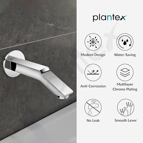 Image of Plantex Bath Tub Spout with Wall Flange /Single Lever Spout /High Flow Tap for Bathroom /Kitchen - (Chrome)