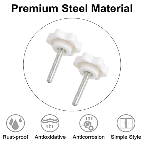 Increway M4 X 25Mm Male Thread Knurled Clamping Knobs Grip Thumb Screws, Carbon Steel Standard Coarse Threads Clamping Rosette Knobs, White,20Pcs #TOP2