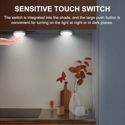 Image of Tap Light Push Lights, 24-Pack Small Bright LED Puck Light Touch Night Lights Battery Operated Stick on Light for Closet Kitchen Cabinet Classroom DIY Letter Lights Holiday Party Decorations