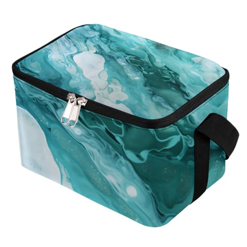 Lunch Bags for Women Men 9 Cans,Green Marble Texture Hot & Cold Food Delivery Bag Insulated Grocery Bag Insulated Lunch Box Natural Cooler Bag for Office Work Picnic Beach