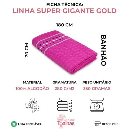 Kit 4 Toalhas Banhão Super Gigante 70cm X 1.80m Jacquard (Variadas)