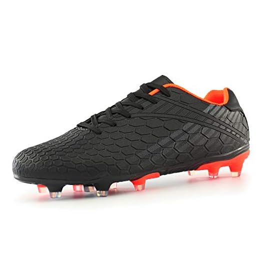 Hawkwell Men's Outdoor Firm Ground Soccer Cleats, Black PU, 9 M US
