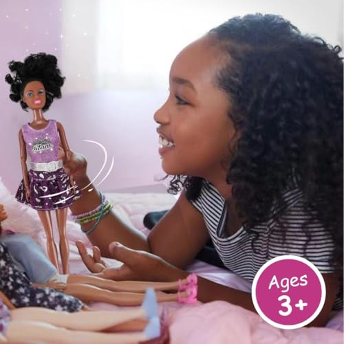 Set de 6 muñecas negras de 11.5 pulgadas estilo moda miniatura 6