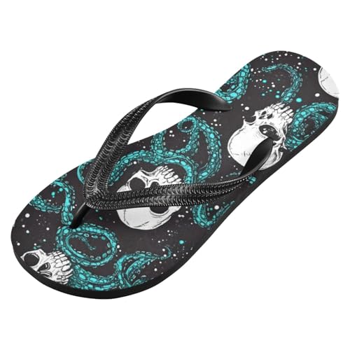 Mens Flip Flops Gothic Skull Blue OctopusSandal Flip Flops for Women Summer Beach Slipper 214B8463
