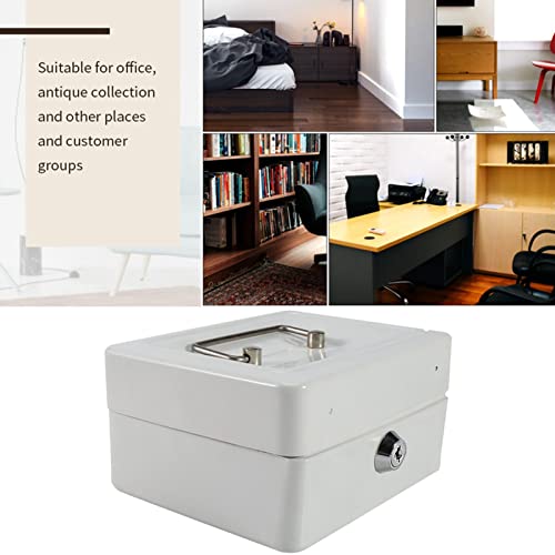Safe and Lock Box, Mini Small Safes with Black Safe Box, Lockable Cash Money Coin Safe Security Box Household (White) - Image 2
