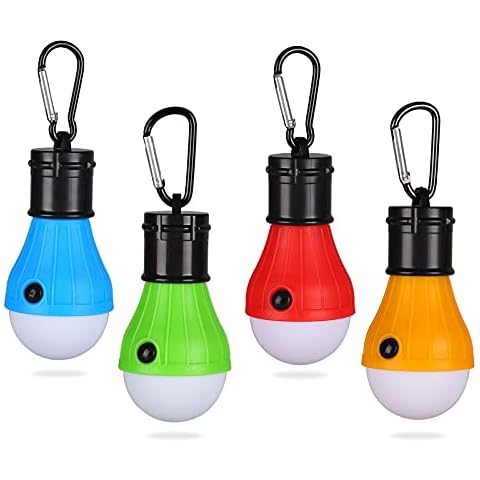 Yizhet Camping Lights, Tent Lights with Carabiner Clips Waterproof Battery Powered LED Camping Lantern Portable Bulb Camping Lamp Tent Lantern Emergency Lights for Camping Hiking Fishing (4 Pack) Cover