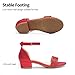 DREAM PAIRS Girls Sandals Low Heel Dress Pump Ankle Strap Interchangeable Bow Flower Wedding Party Shoes SDSD2320K RED Size 4 Big Kid