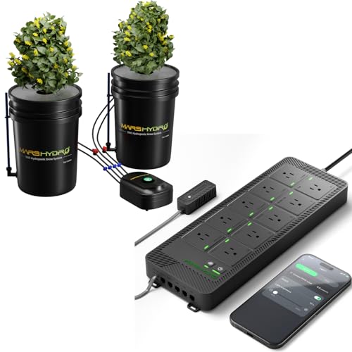 Mars Hydro DWC Hydroponics Grow System 5 Gallon Deep Water Culture with 8W Air Pump and iHub-Pro, 10AC Power Strip Kit, 10-Outlet All-in-One Smart Grow Room Hub