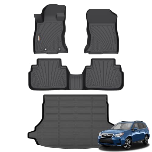 Binmotor Floor Mats & Cargo Liner Set for Subaru Forester 2019-2024 Custom Fit TPE All Weather Vehicle Mats