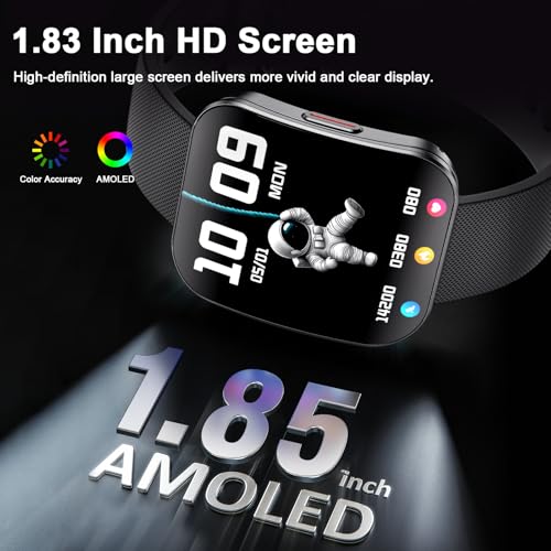 Image of MFVLP Smart Watch for Women, 1.85 inch HD Fitness Tracker Black