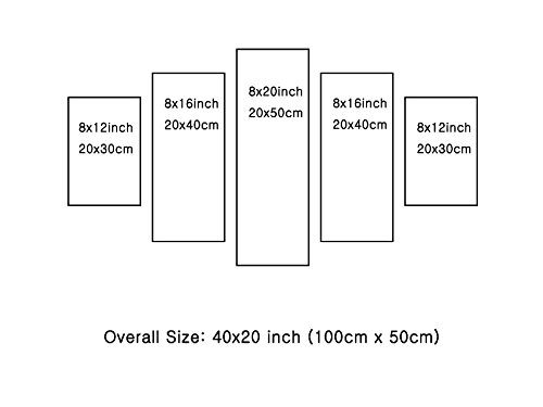 Abstract Canvas Prints Wall Art Burgundy Elegance Picture Contemporary 5 Panels Painting Home Decor Framed Giclee Artwork Decoration For Living Room (Cl06, Small W40” X H20”) #TOP3