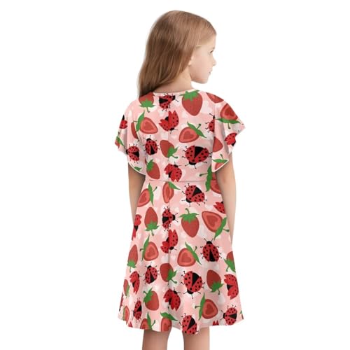 HUIACONG Girls Summer Dress for Party Beach Birthday Gifts Ruffle Sleeve Midi Casual Sundress Back to School Clothes2