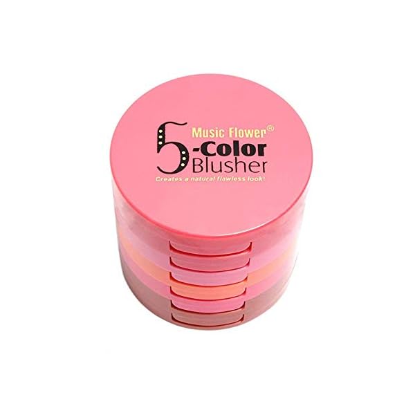 UCANBE 5 Colors Face Blusher Palette Waterproof Matte Long Lasting Lightweight Blush Powder Pink Coral Blushing Pallet with Brush Mirror Women Makeup Gift Set Kit