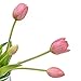 DUYONE 15pcs Artificial Tulips Flowers, Latex Bouquet, Fake Tulips for Office Wedding Party Home Kitchen Garden Decoration(Light Purple,15pcs)