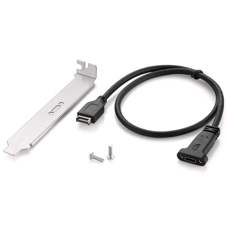 Chougnar USB 3.1 Front Panel Type E to Type C Extension Cable 10 Gbit/S Internal Adapter Wire (50cm) with PCI Baffle