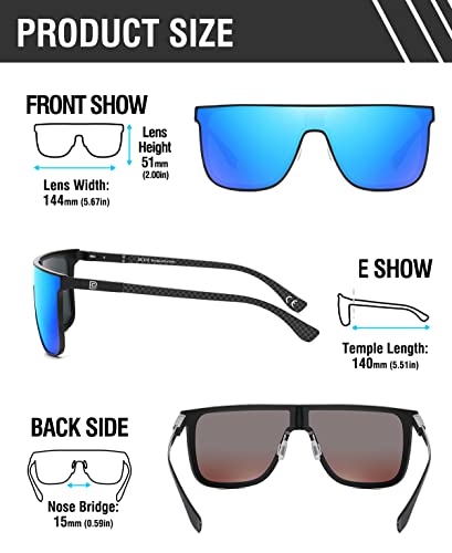 Image of DUCO Trendy Square Sunglasses for Men Women Flat Top Shield Shades Oversized Carbon Fiber Polarized Sun Glasses DC8209